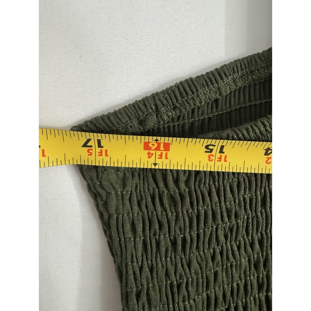 NWT CUPSHE Olive Green Smocked Wide Leg Jumpsuit XL Boho Sleeveless Romper - Picture 3 of 6